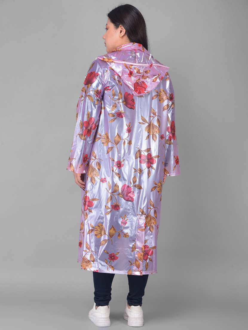 Women Printed Long Sleeves Raincoat - 22557777 -  Standard Image - 4
