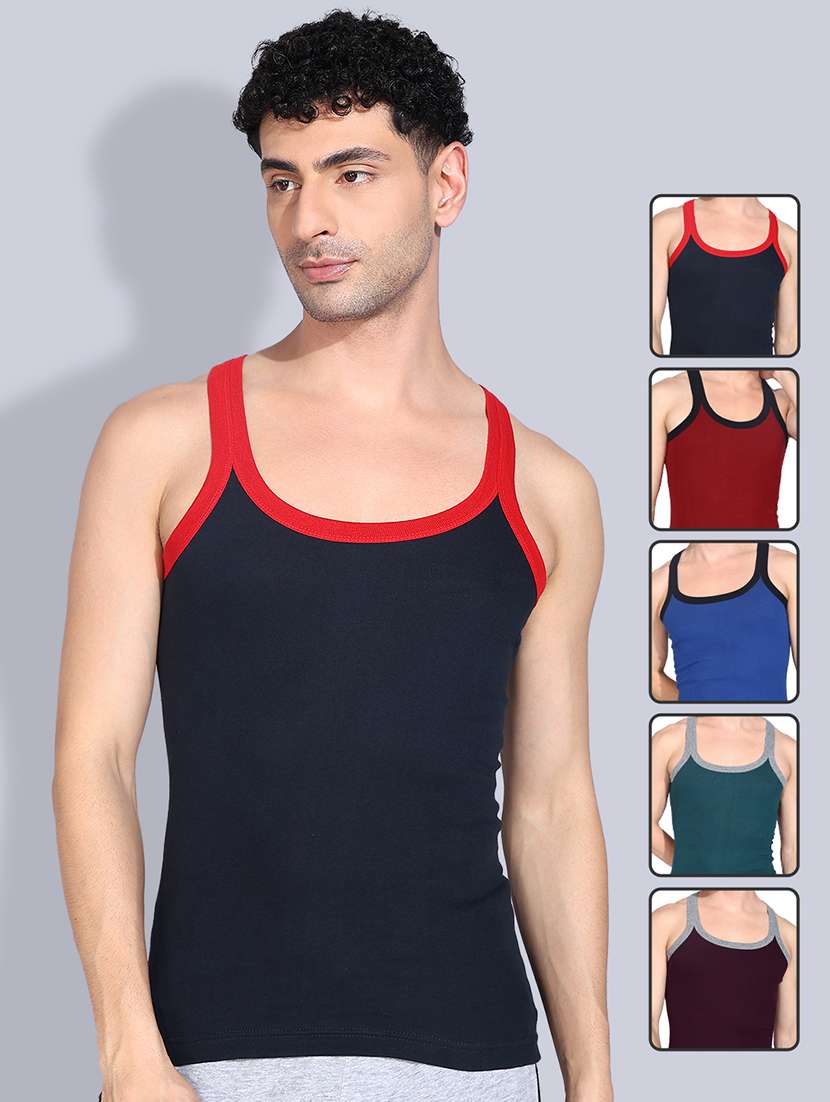 men pack of 5 solid sleeveless vest