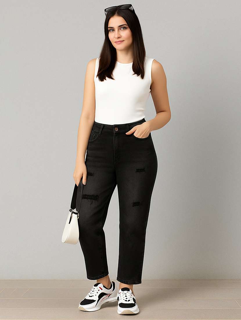 women distressed straight fit jeans - 22558215 -  Standard Image - 6