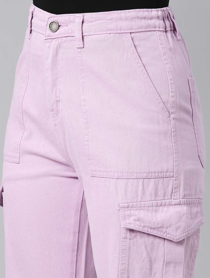 Women Solid High Rise Cargo Pant - 22558219 -  Standard Image - 1