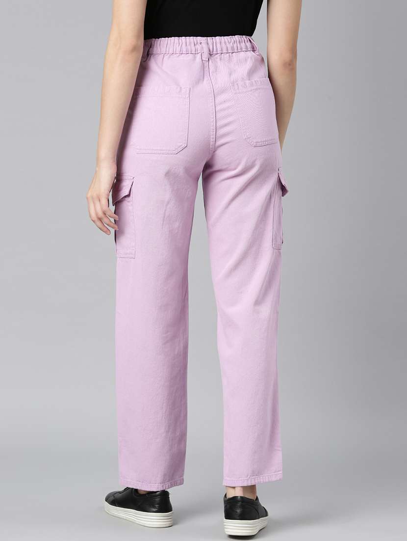 Women Solid High Rise Cargo Pant - 22558219 -  Standard Image - 4