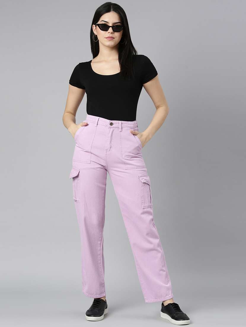 Women Solid High Rise Cargo Pant - 22558219 -  Standard Image - 6