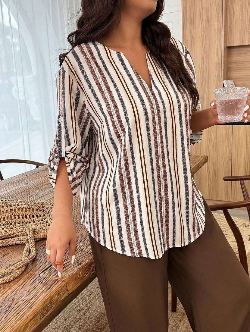 women printed v neck shirt and trouser co-ord set - 22558224 -  Standard Image - 1