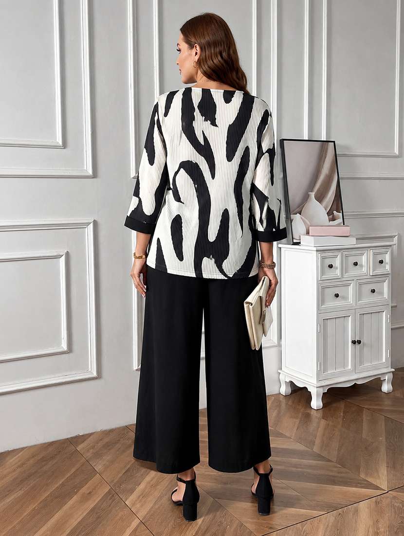 women printed three quarter sleeve top & trouser co-ord set - 22558226 -  Standard Image - 4