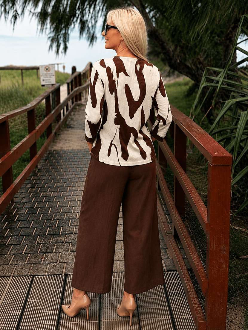 women printed three quarter sleeve top & trouser co-ord set - 22558227 -  Standard Image - 4