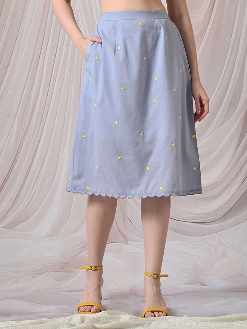 women embroidered high rise a-line skirt