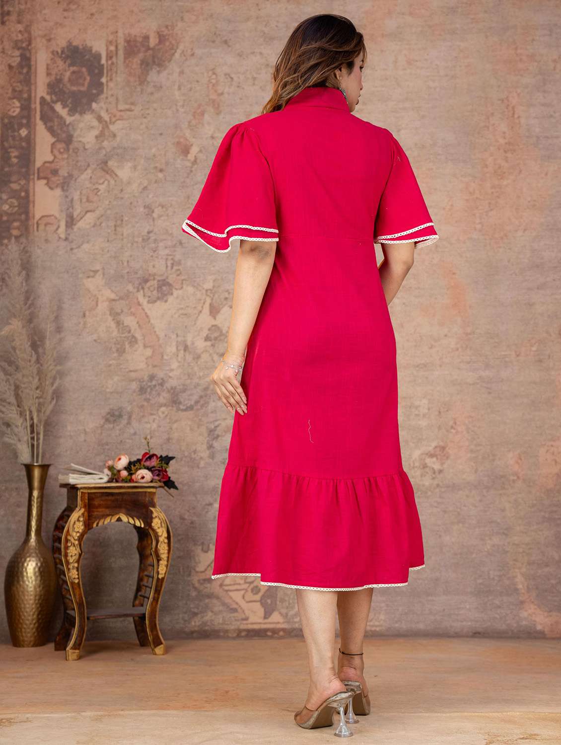 Women Embroidered Flared Sleeves Tiered Dress - 22558306 -  Standard Image - 4