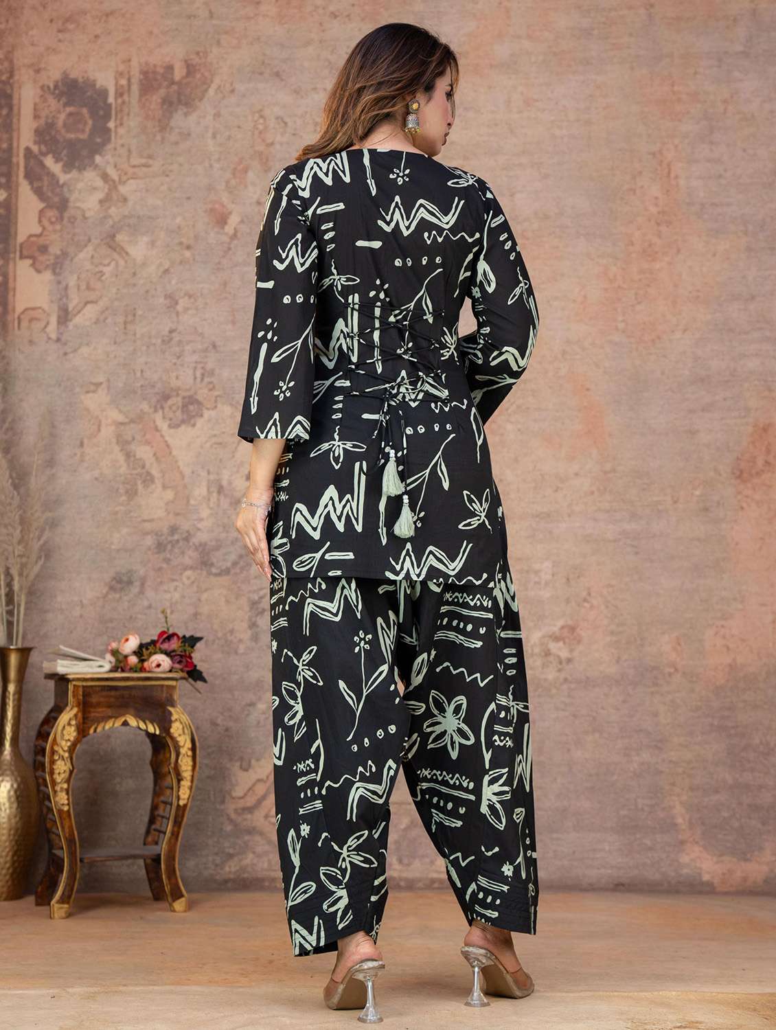 women printed three quarter sleeve kurta salwar set - 22558317 -  Standard Image - 4