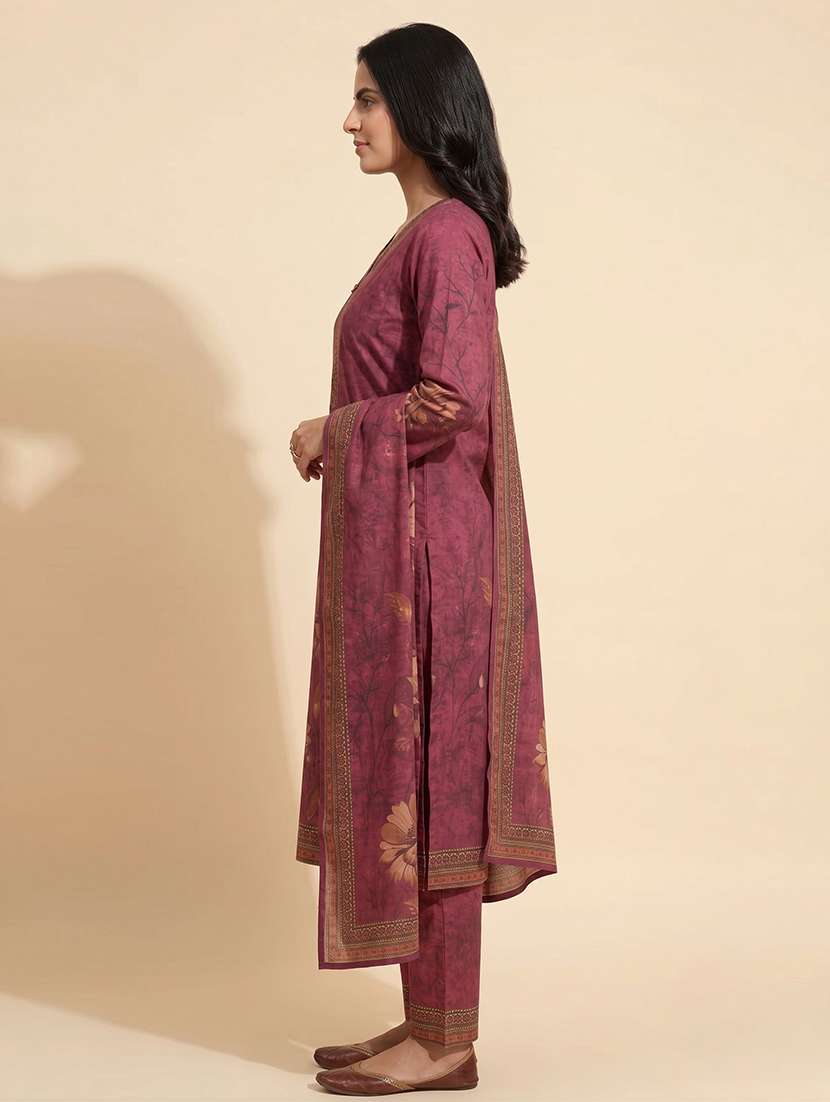 women floral long sleeve kurta pant with dupatta set - 22558329 -  Standard Image - 1