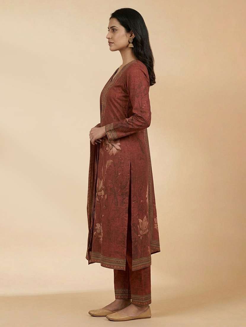 women floral long sleeve kurta pant with dupatta set - 22558330 -  Standard Image - 1