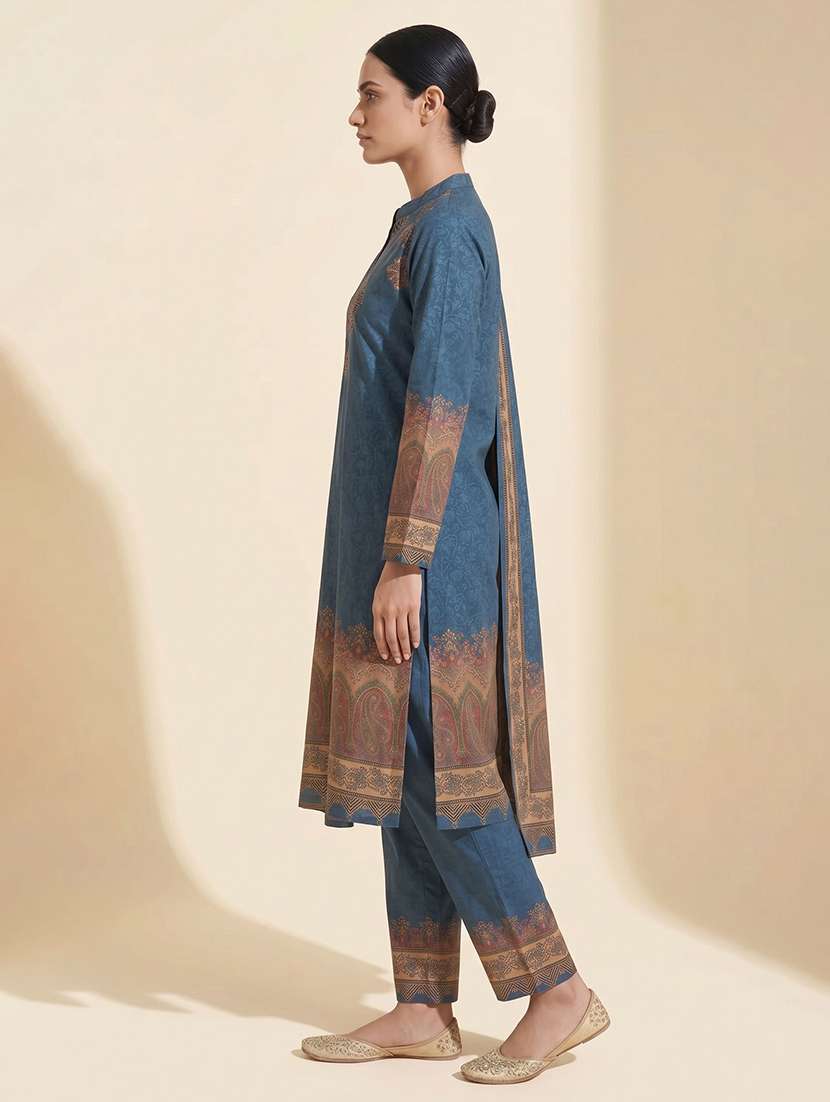 women printed long sleeve kurta pant with dupatta set - 22558332 -  Standard Image - 4