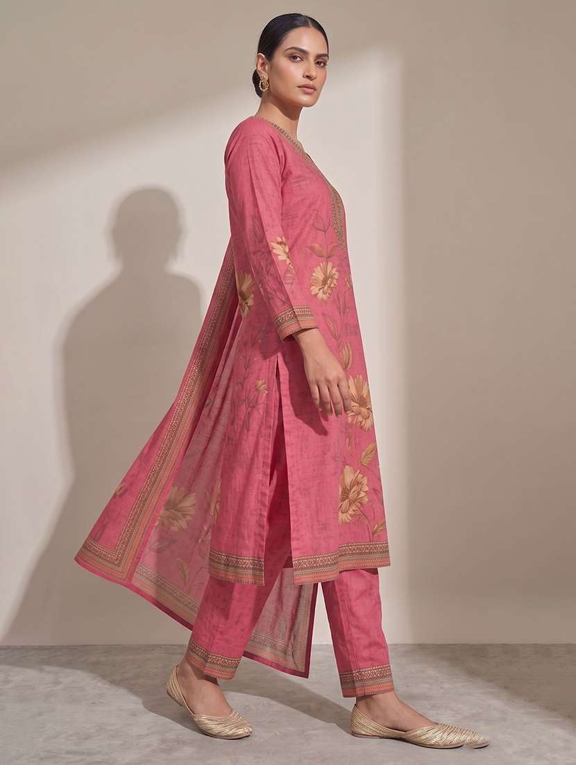 women printed long sleeve kurta pant with dupatta set - 22558334 -  Standard Image - 1
