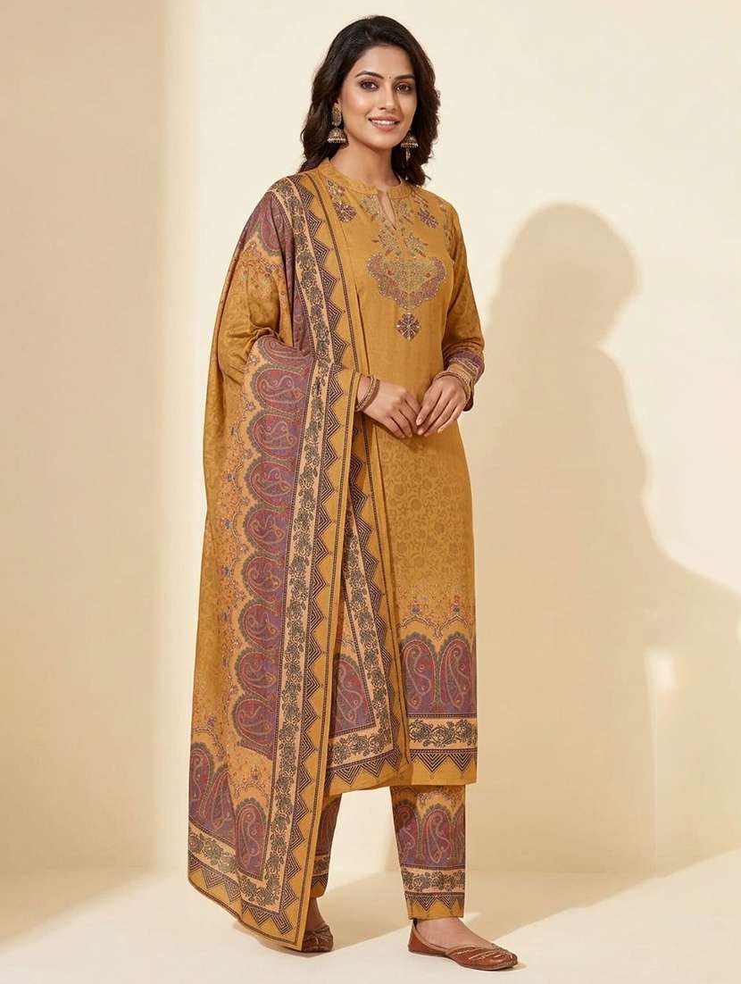 women printed long sleeve kurta pant with dupatta set - 22558337 -  Standard Image - 1