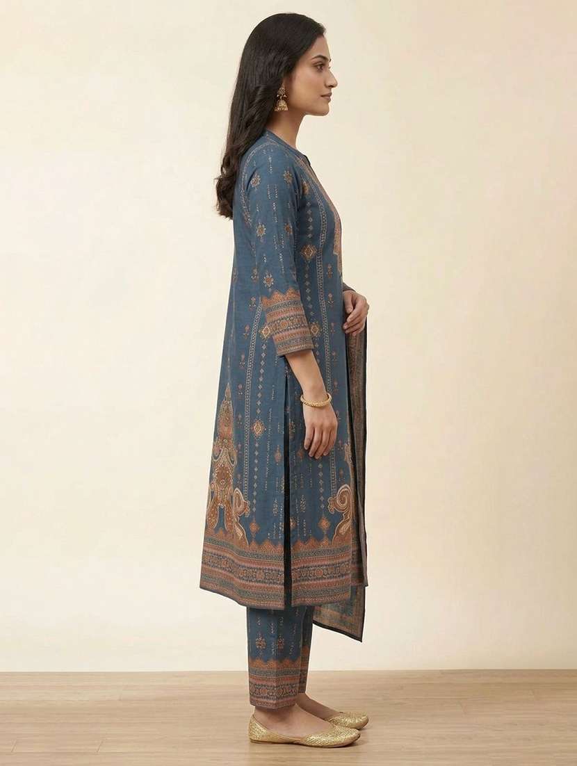women printed long sleeve kurta pant with dupatta set - 22558338 -  Standard Image - 4