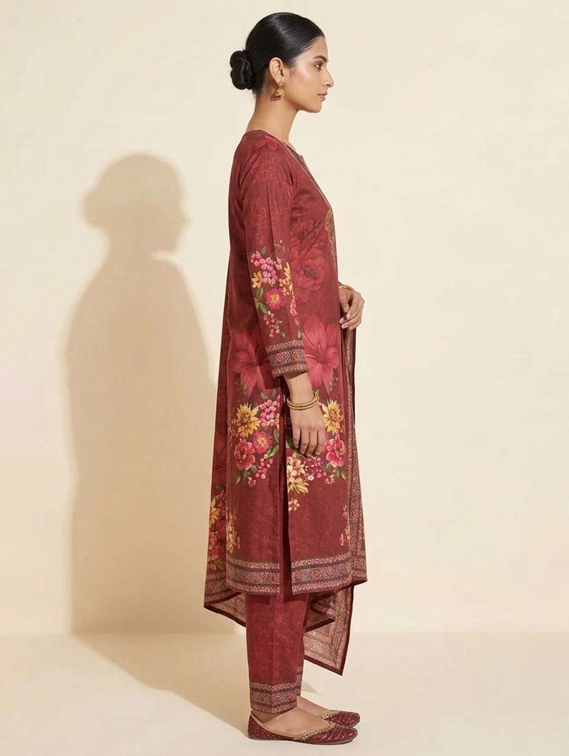 women printed long sleeve kurta pant with dupatta set - 22558339 -  Standard Image - 1
