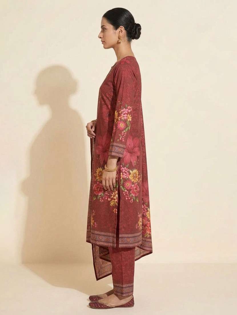 women printed long sleeve kurta pant with dupatta set - 22558339 -  Standard Image - 4