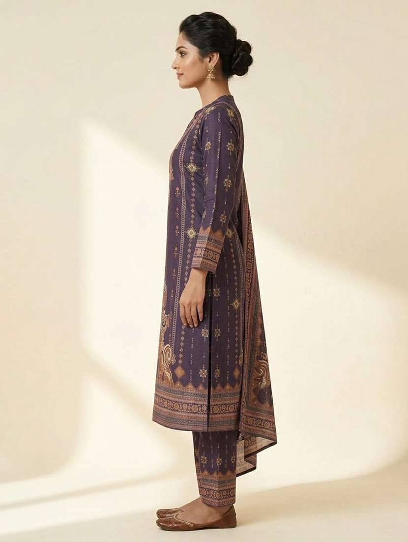 women printed long sleeve kurta pant with dupatta set - 22558342 -  Standard Image - 4