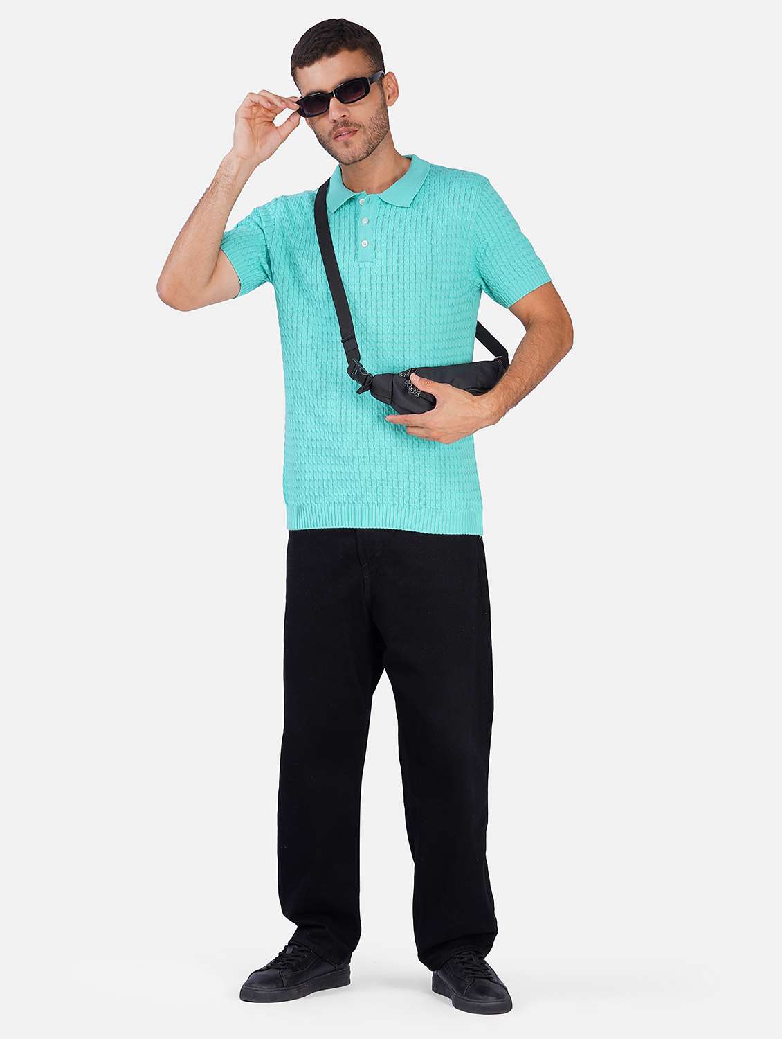 Men Self Design Short Sleeve Regular Fit Polo T-shirt - 22558359 -  Standard Image - 4