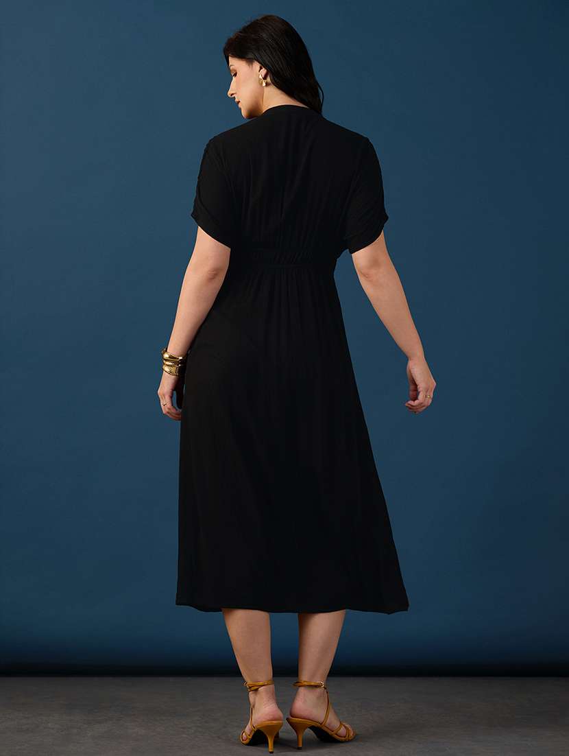 Women Solid Short Sleeves A-line Dress - 22558388 -  Standard Image - 4