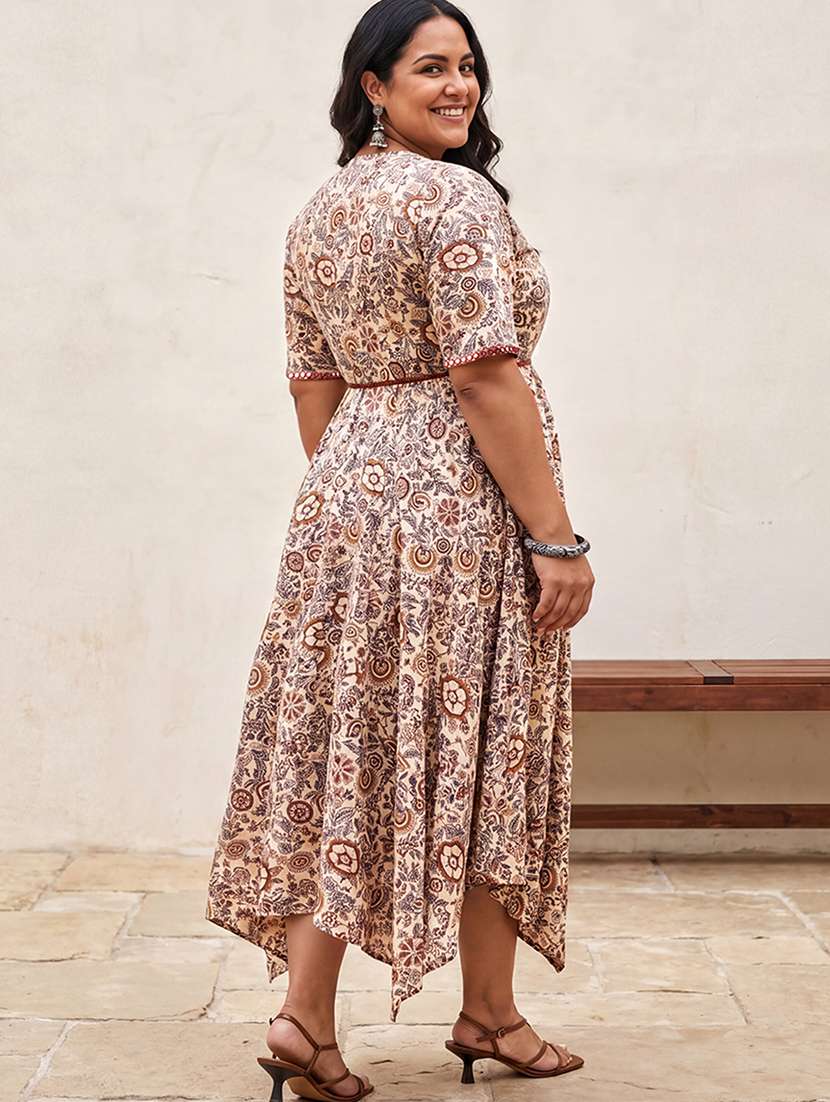 women printed short sleeve ethnic dress - 22558408 -  Standard Image - 4