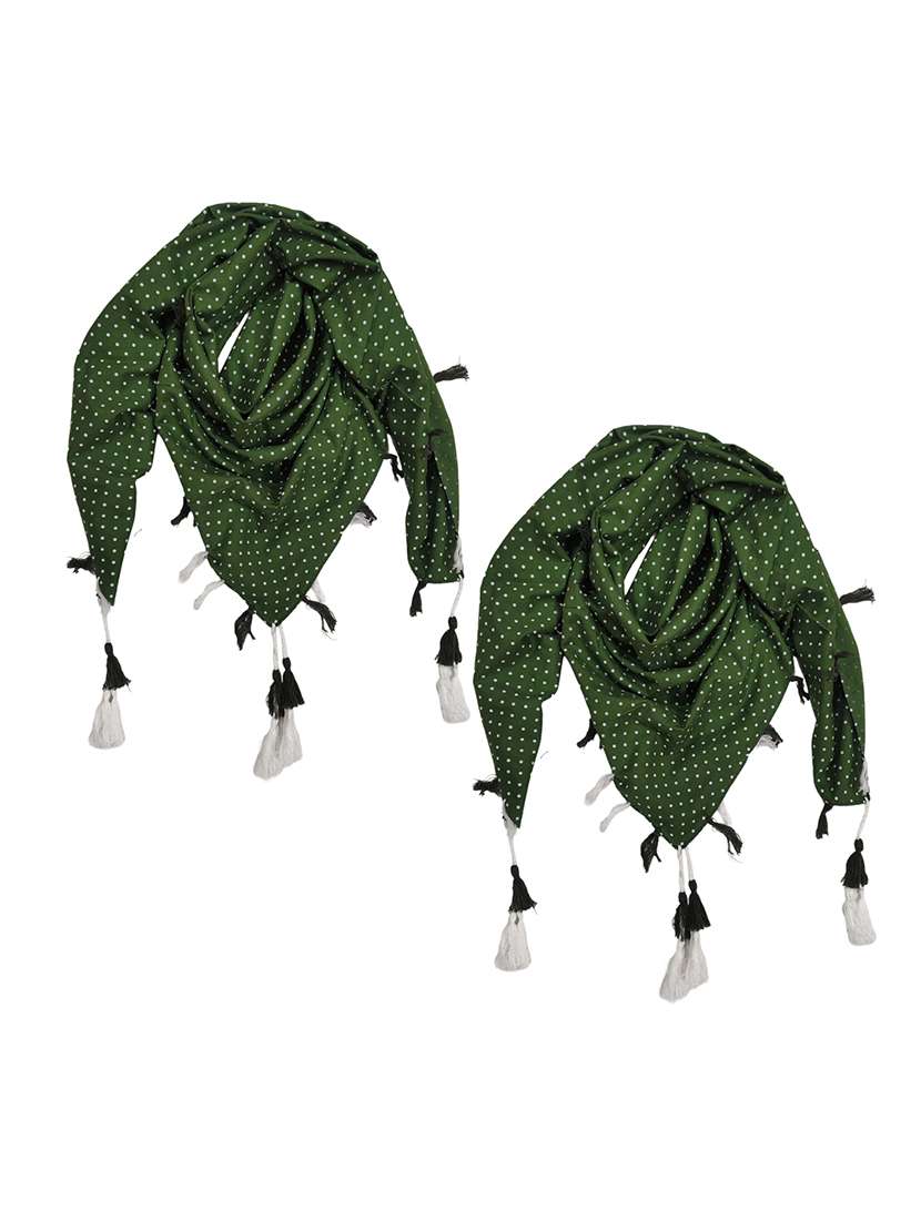 women pack of 2 printed scarf featuring with tassels