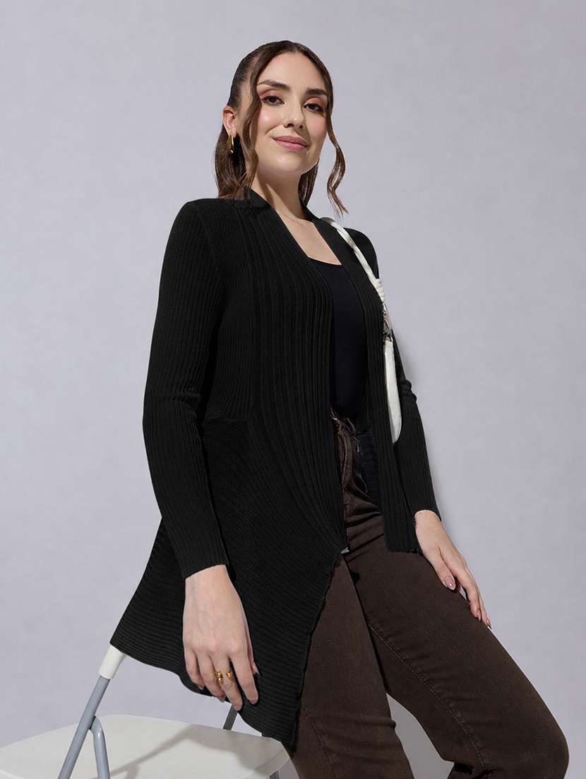 women self design long sleeves shrug