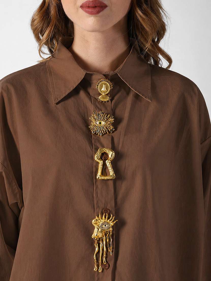Women Embellished Long Sleeves Oversized Shirt - 22558584 -  Standard Image - 1