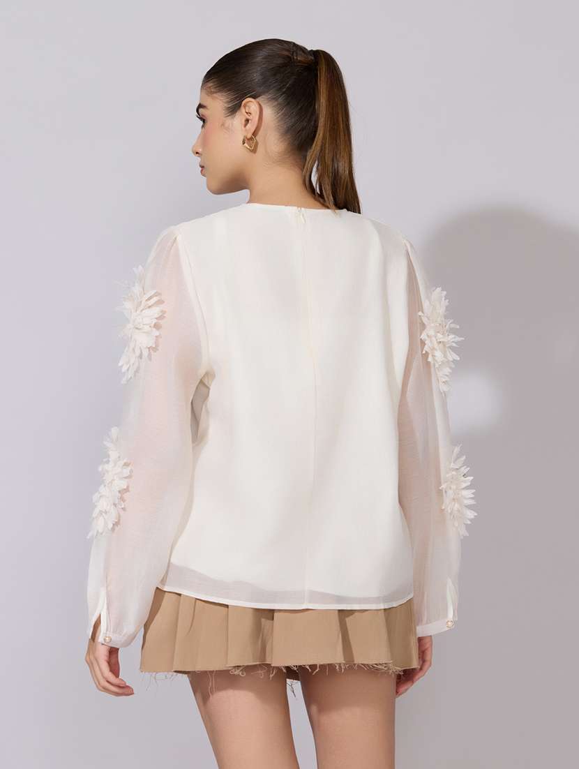 Women Applique Detailed Long Sleeves Regular Top - 22558587 -  Standard Image - 4