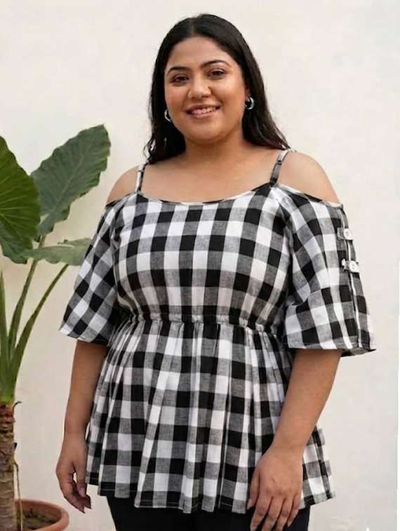 women printed cold shoulder peplum top