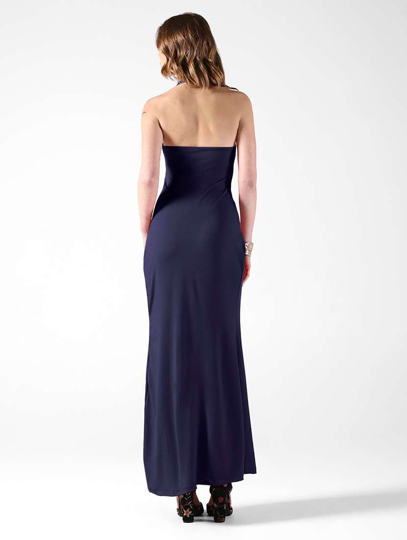 Women Solid Halter Neck A-line Dress - 22558631 -  Standard Image - 4