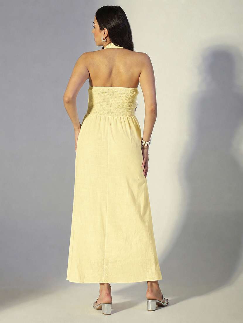 women solid halter neck a-line dress - 22558638 -  Standard Image - 4