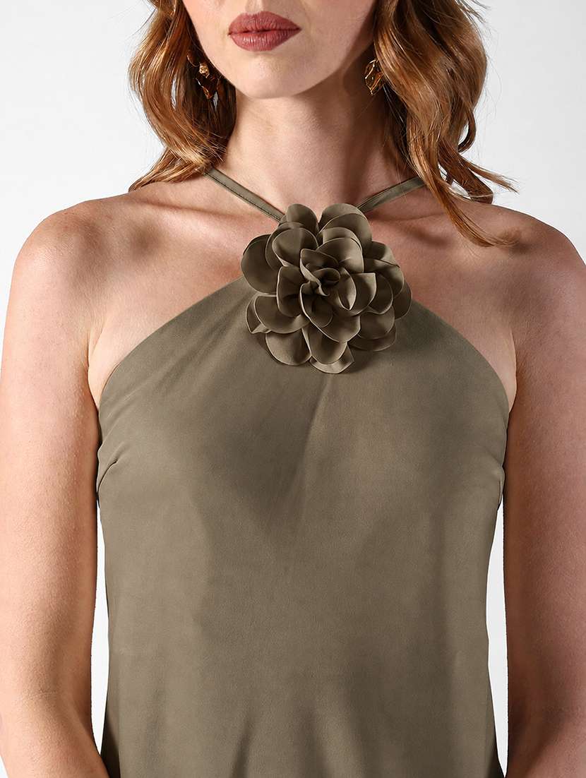 women applique detailed halter neck a-line dress - 22558640 -  Standard Image - 1