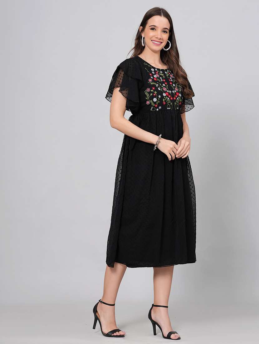 women self design flared sleeves fit and flare dress - 22558653 -  Standard Image - 4