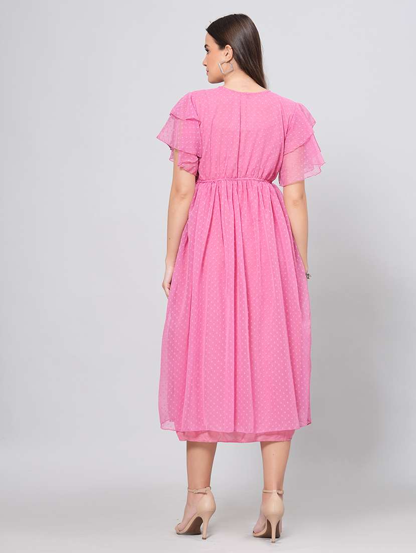 women self design flared sleeves fit and flare dress - 22558655 -  Standard Image - 4