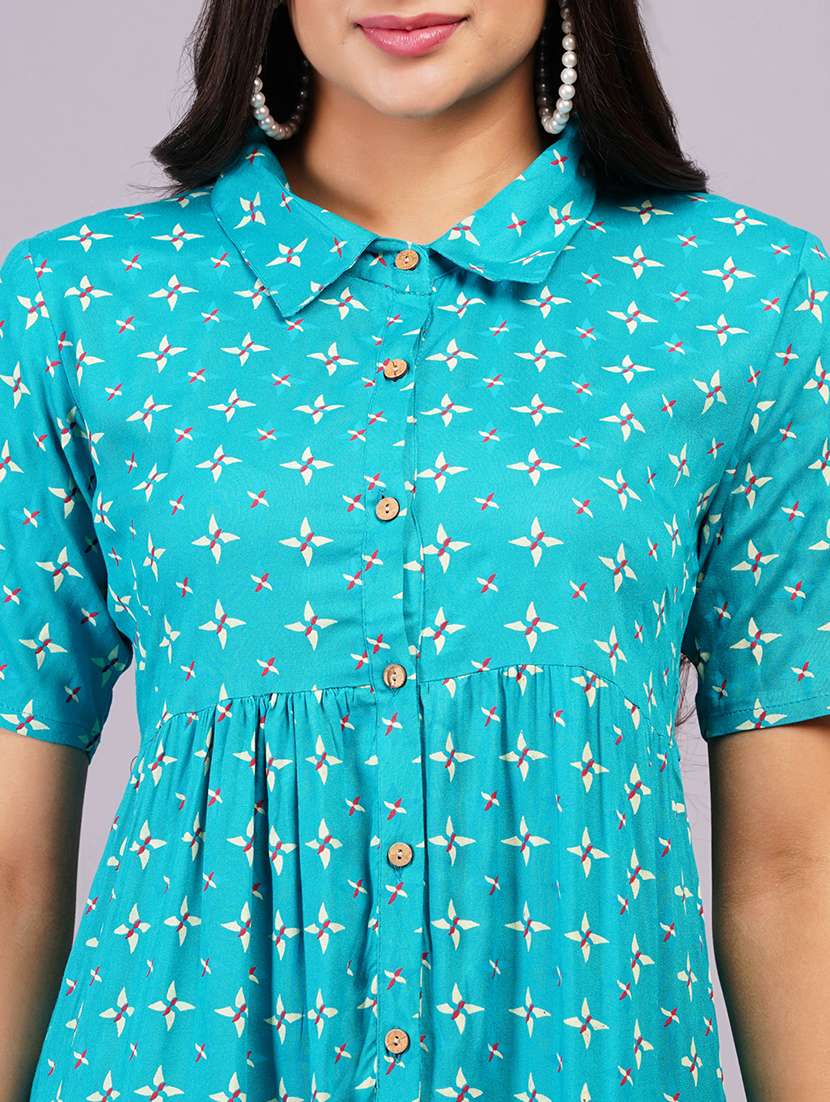 Women Printed Short Sleeves Tiered Dress - 22558659 -  Standard Image - 1