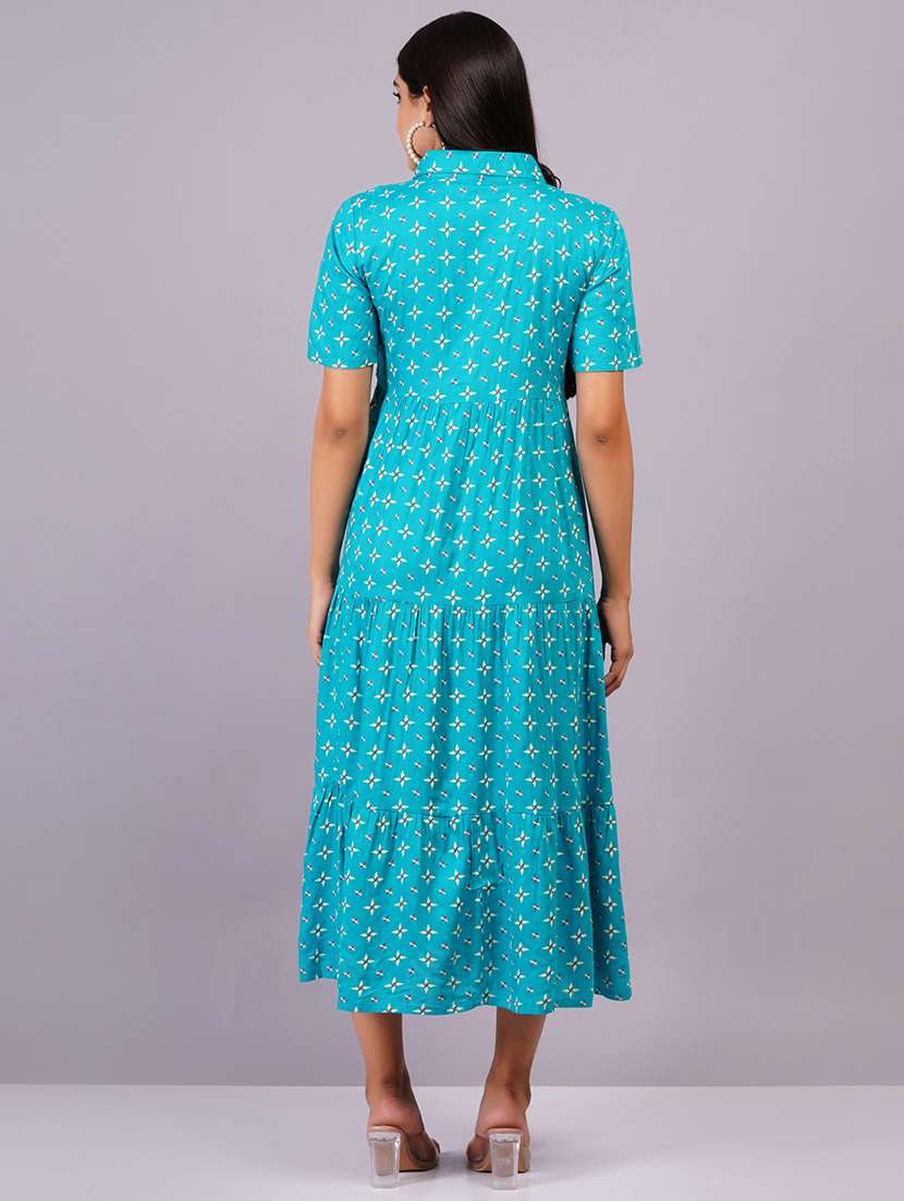 Women Printed Short Sleeves Tiered Dress - 22558659 -  Standard Image - 4
