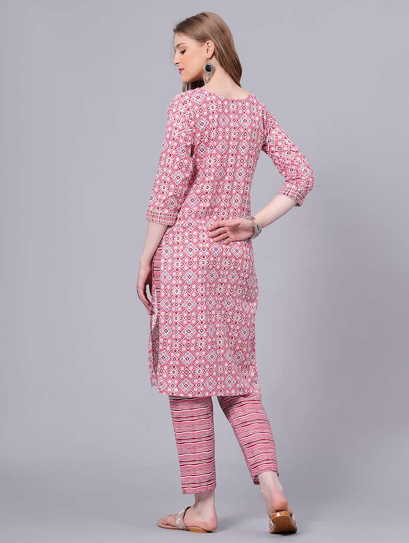 women printed three quarter sleeve kurta pant with dupatta set - 22558676 -  Standard Image - 4