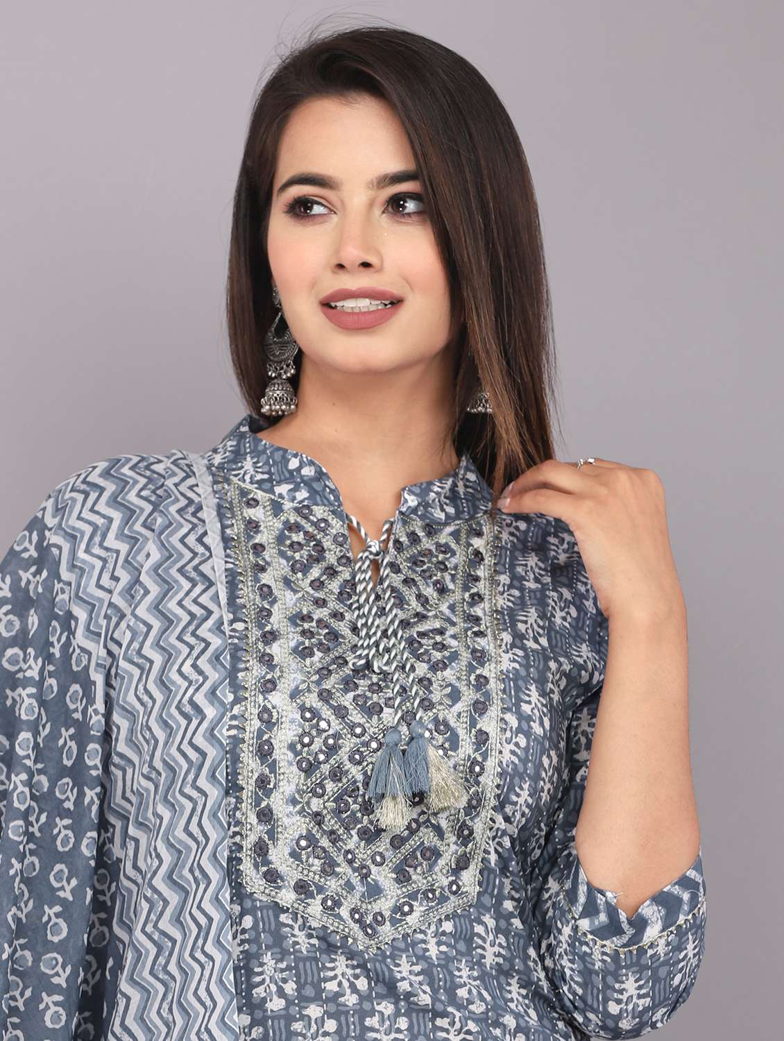 Women Printed Three Quarter Sleeve Kurta Pant With Dupatta Set - 22558678 -  Standard Image - 1
