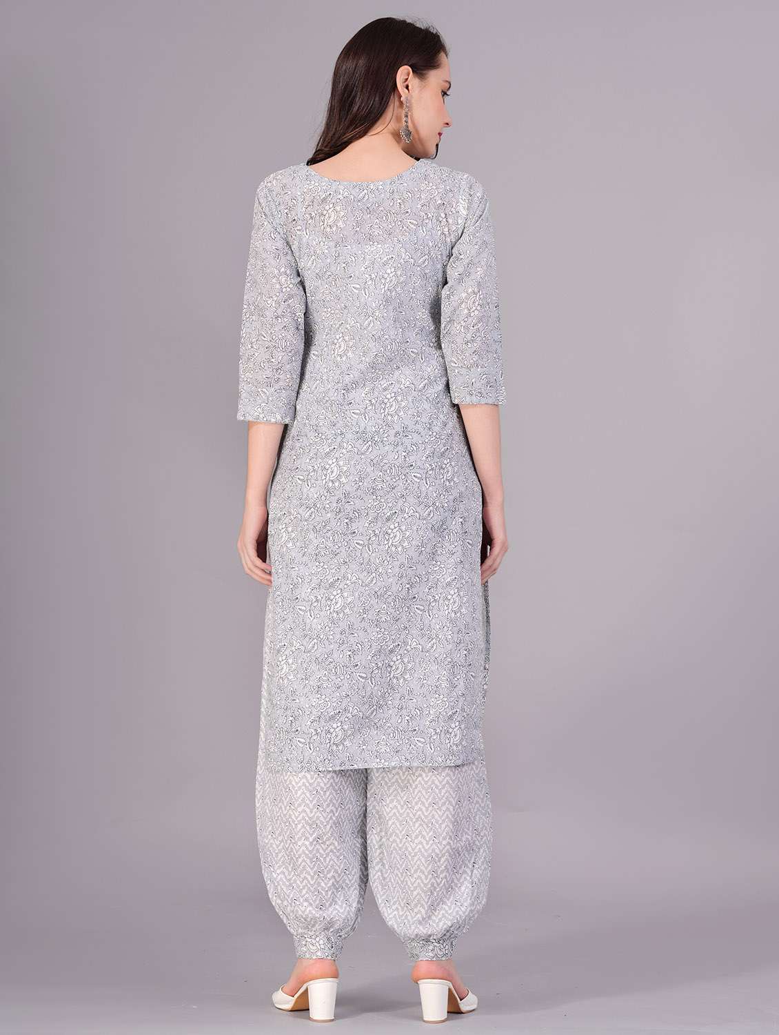 women printed three quarter sleeve kurta salwar with dupatta set - 22558683 -  Standard Image - 4