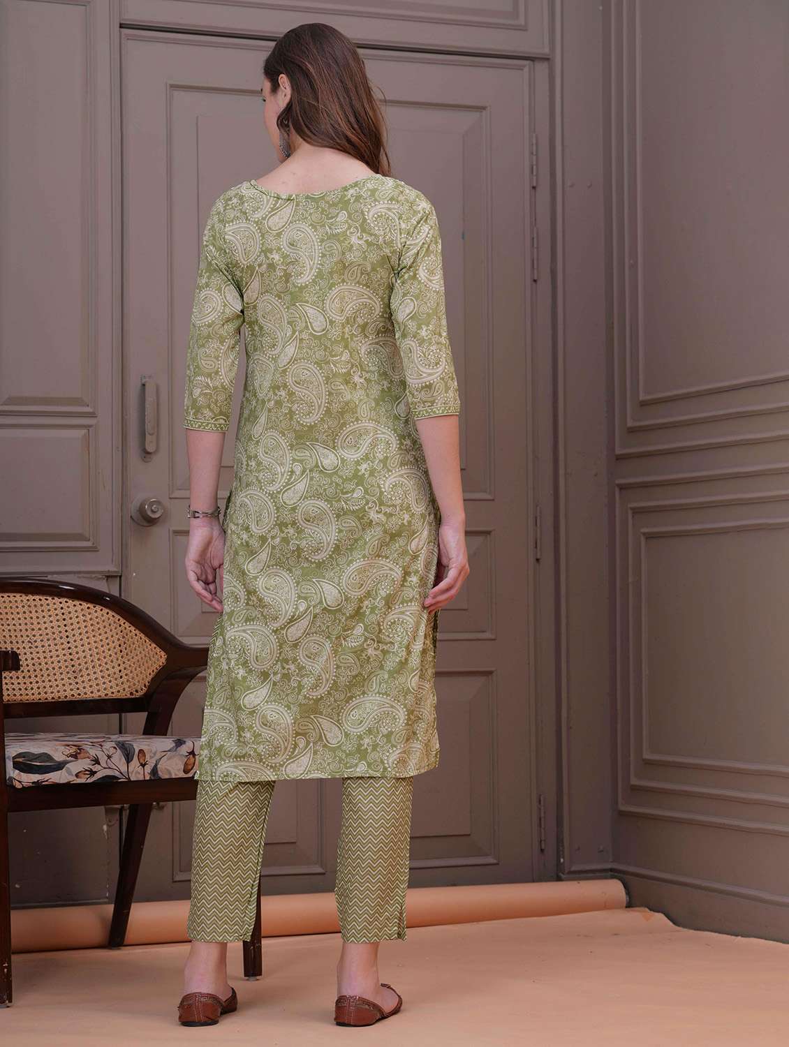 women printed three quarter sleeve kurta pant with dupatta set - 22558687 -  Standard Image - 4