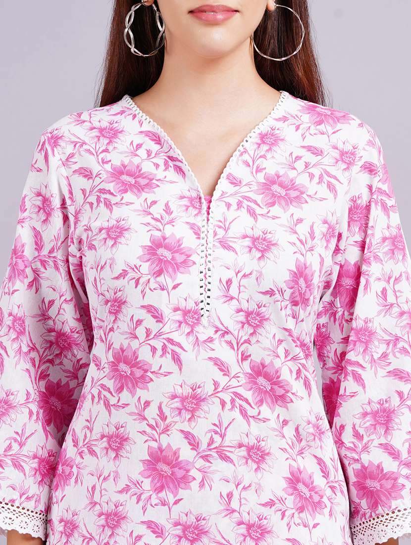 women printed three quarter sleeve kurta pant set - 22558710 -  Standard Image - 1