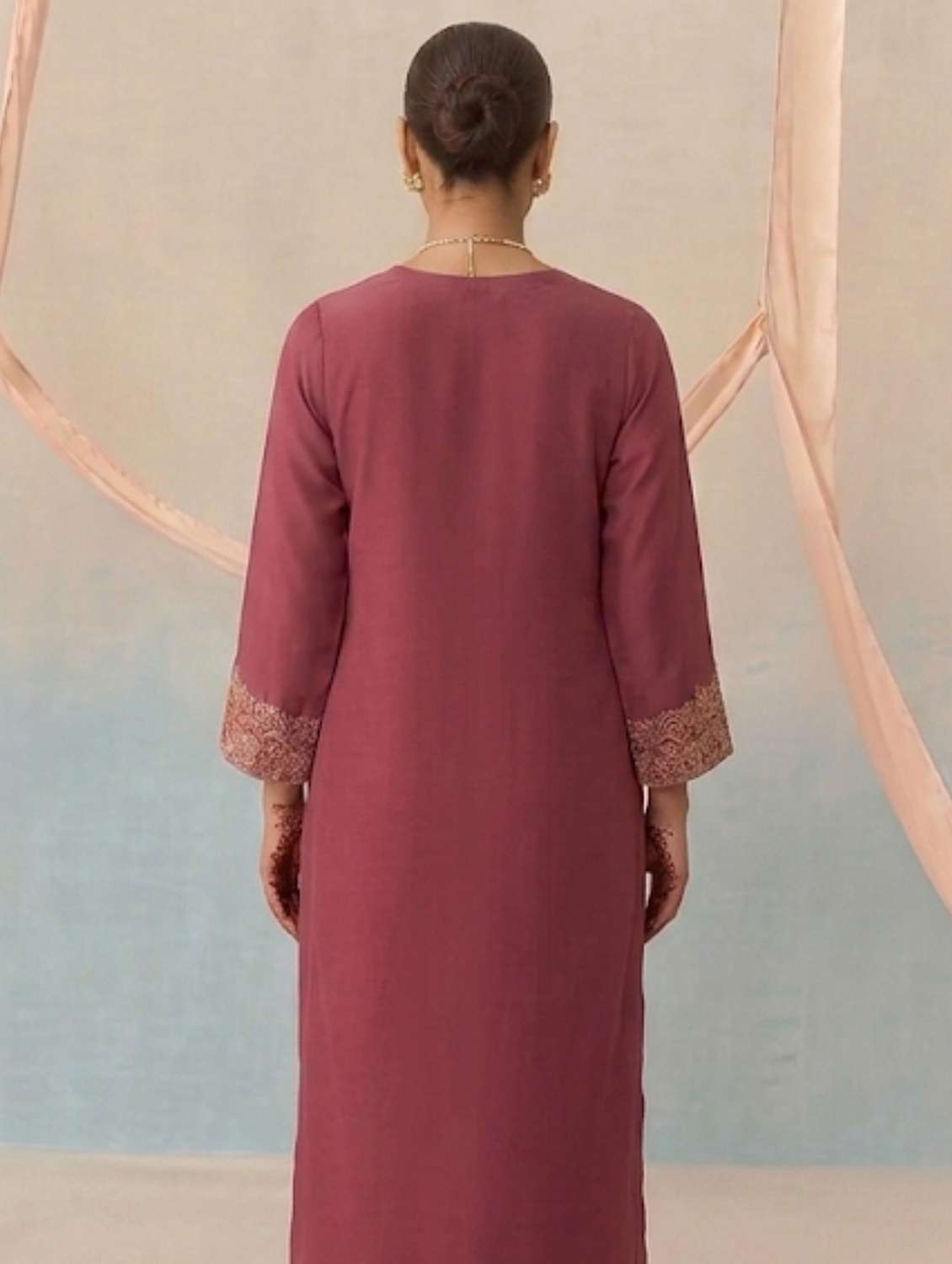 women embroidered long sleeve kurta palazzo with dupatta set - 22558718 -  Standard Image - 4