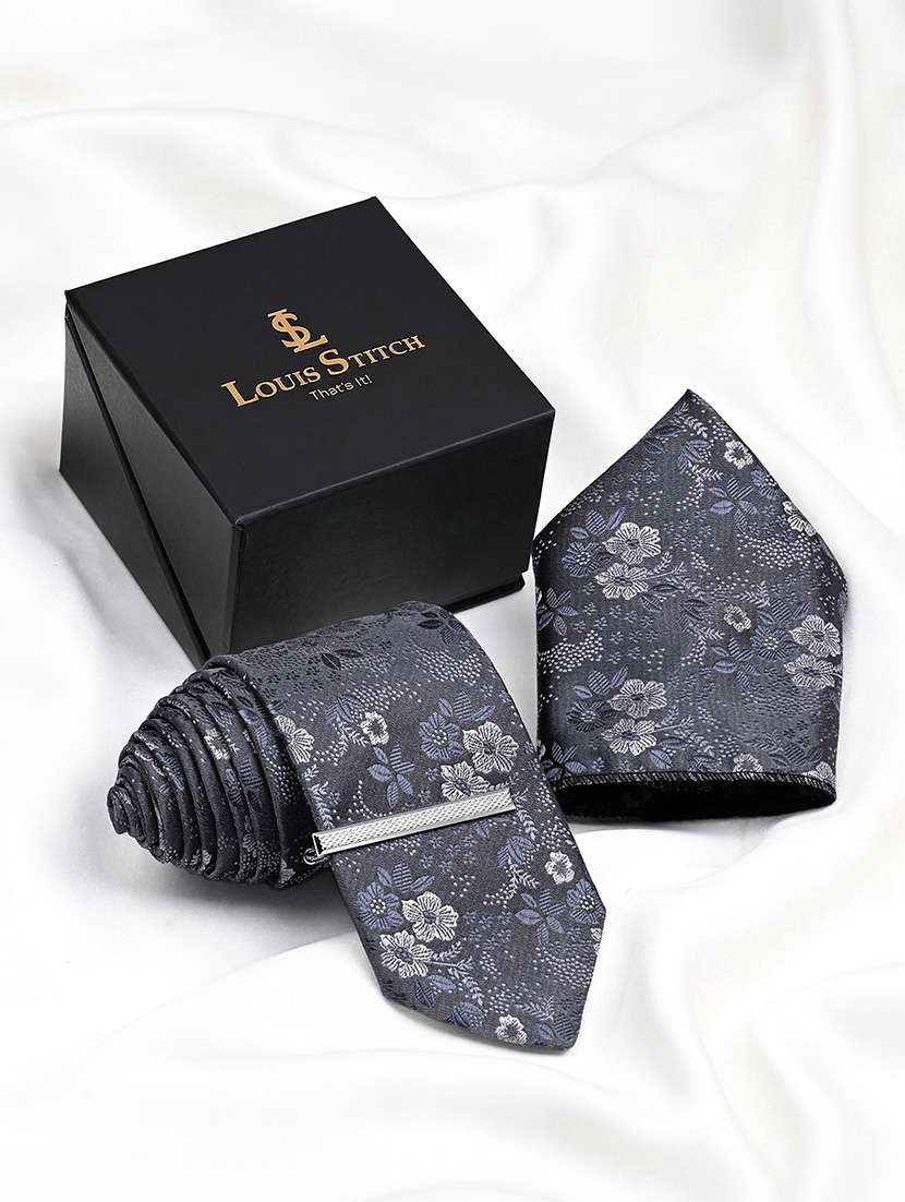 men necktie and pocket square gift box set