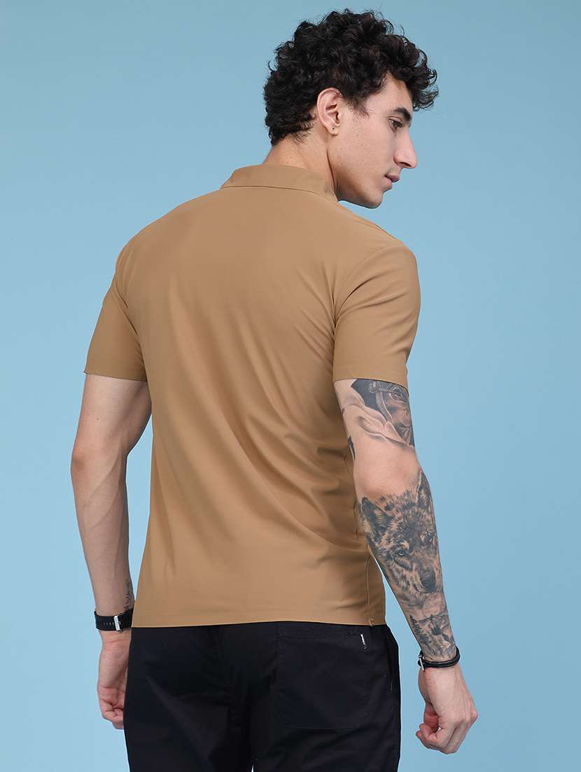 Men Solid Short Sleeve Slim Fit Polo T-shirt - 22561127 -  Standard Image - 4