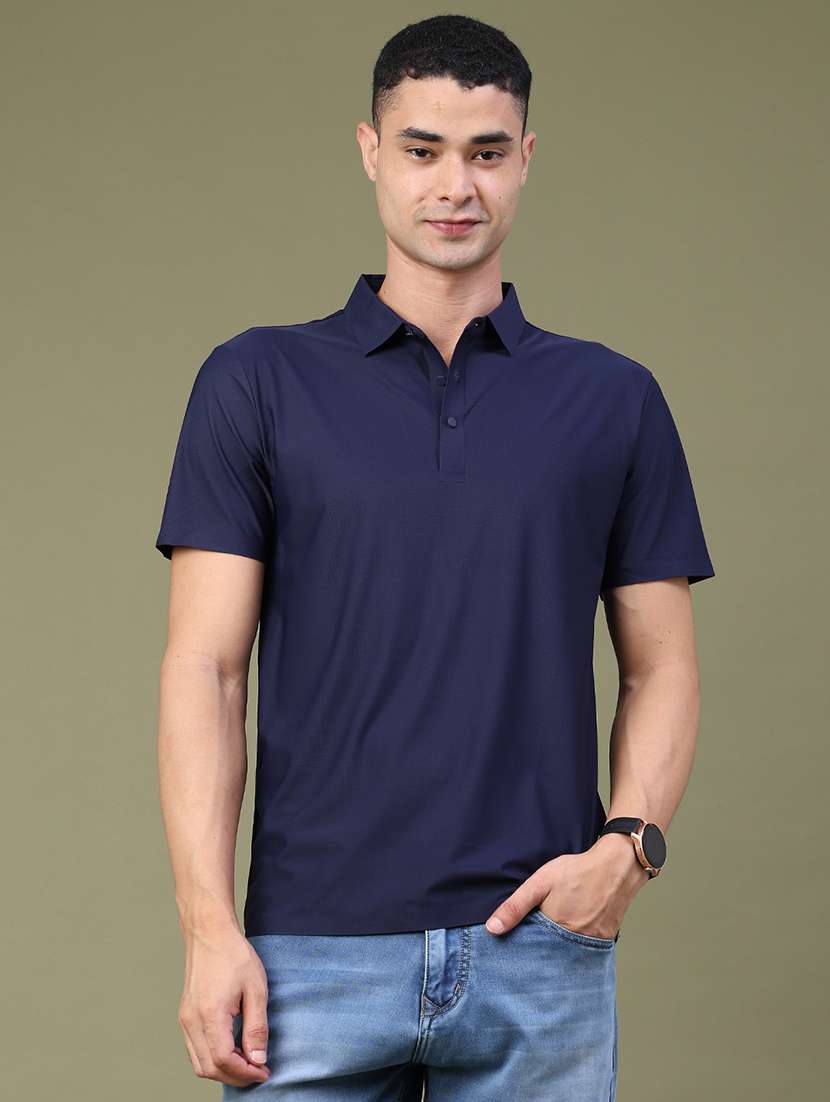 Men Solid Short Sleeve Slim Fit Polo T-shirt - 22561128 -  Standard Image - 1