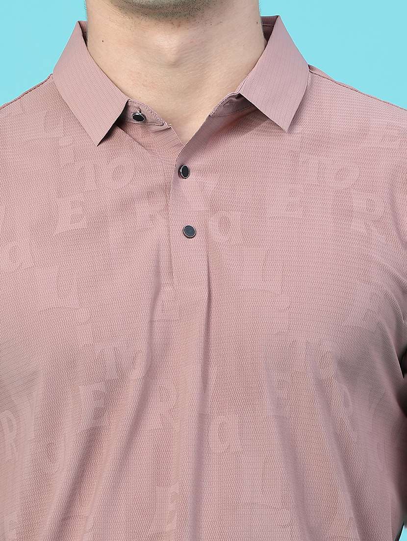 Men Self Design Short Sleeve Slim Fit Polo T-shirt - 22561132 -  Standard Image - 1