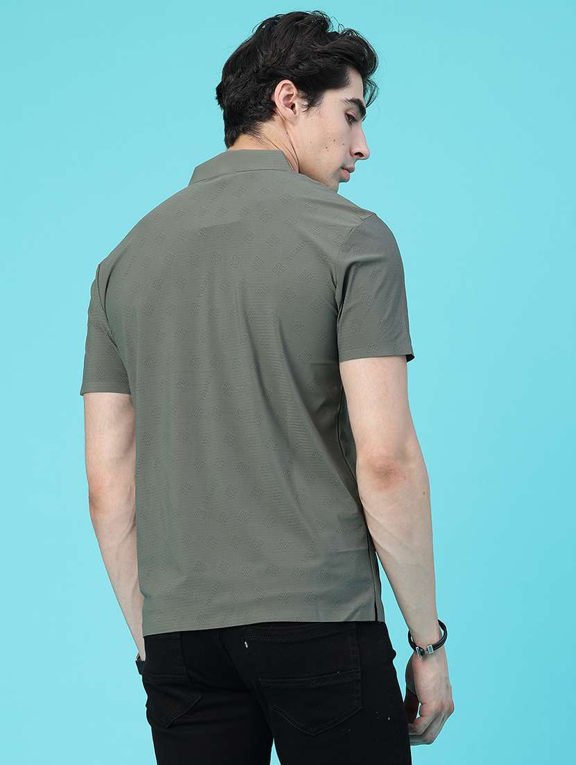 Men Self Design Short Sleeve Slim Fit Polo T-shirt - 22561145 -  Standard Image - 4