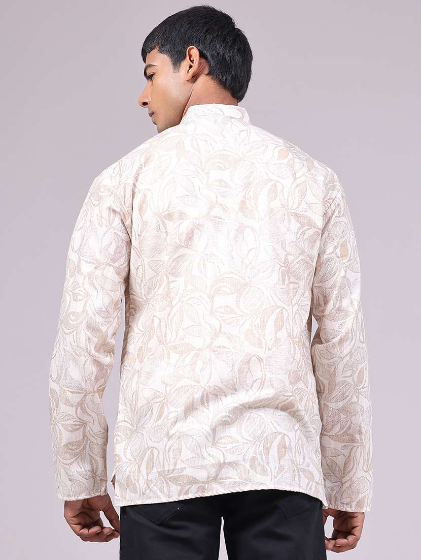 Men Printed Long Sleeves Short Kurta - 22561161 -  Standard Image - 4