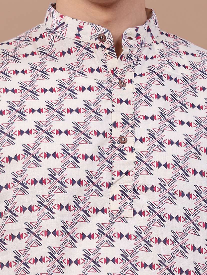 Men Printed Long Sleeves Short Kurta - 22561165 -  Standard Image - 1