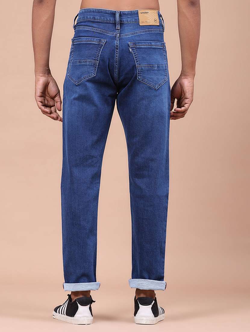 Men Washed Mid Rise Full Length Tapered Jeans - 22561395 -  Standard Image - 4